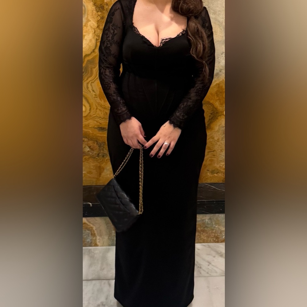 CUSTOM Elegant Black Long Sleeve Dress with boning